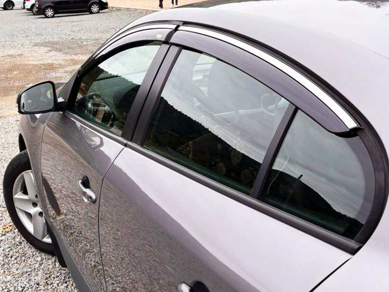 Window deflectors with chrome trim (4 pcs, Niken) for Renault Fluence 2009-2016 - image 12