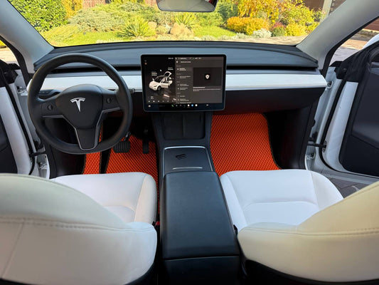 EVA Floor Mats (5-Seater, Orange) for Tesla Model Y 2020- - image 2